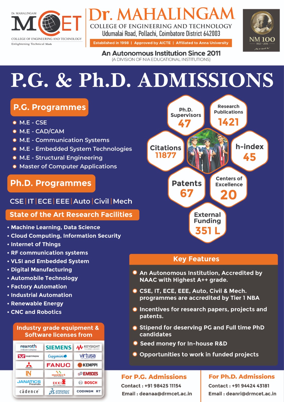 MCET_PG_PhD_Admissions poster